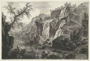 Watervallen te Tivoli Utsikt over Cascatelle i Tivoli (tittel på objekt) Gezichten op Roma (serietittel) Utsikt over Roma designet og gravert av Giambattista Piranesi-arkitekten Ve (nez) iano (serietittel) av Giovanni Battista Piranesi