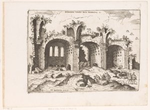 Utsikt over Basilica van Maxentius i Roma Utsikt over ruinene av Fredstempelet (tittel på objekt) Romerske ruiner (serietittel) Noen viktige monumenter fra den romerske antikken (...) (serietittel)