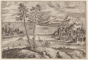 Landskap med to trær av Giovanni Battista Pittoni