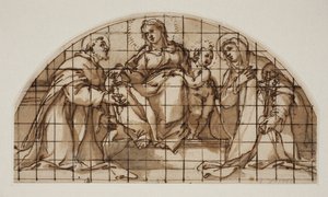 Lunette med Madonnaen og barnet med Sts Francis av Assisi og Katarina av Siena av Giovanni Battista Ricci
