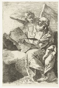 Evangelist Matthew med engel Fire evangelister (serietittel) av Giovanni Battista Tiepolo (attributed to)