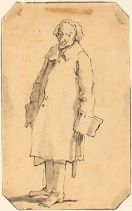 En stående mann iført frakk og støvler av Giovanni Battista Tiepolo
