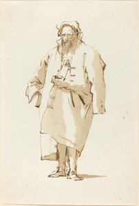 En stående orientaler iført en flott frakk av Giovanni Battista Tiepolo
