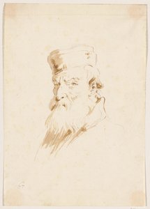 Skjeggete mann med lue av Giovanni Battista Tiepolo