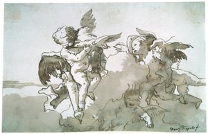 Amoretten mit Tauben und einer Fackel, 17. Jahrhundert von Giovanni Battista Tiepolo