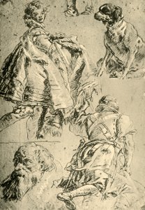 Detaljstudier for freskene i Kaisersaal i boligen i Würzburg, 1751-1752, 1928 av Giovanni Battista Tiepolo