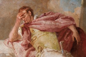 Detail von Aeneis, aus Merkur ermahnt Aeneas, Karthago zu verlassen, aus dem Raum der Aeneis in der Palazzina von Giovanni Battista Tiepolo