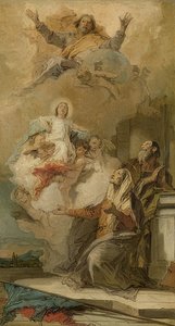 Den ulastelige unnfangelsen (Joachim og Anna mottar Maria fra Gud). Rundt 1757-59 av Giovanni Battista Tiepolo