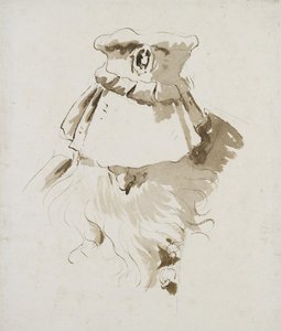 Hodet til en skjeggete mann (penn og brunt blekk med brun vask over svart kritt på hvitt papir) av Giovanni Battista Tiepolo