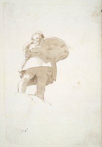 Mannsfigur som bærer et brett, sett nedenfra av Giovanni Battista Tiepolo