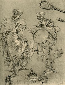 Mann von hinten gesehen, ein Trommler und kleine Studien, 1751-1752, 1928 von Giovanni Battista Tiepolo