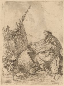 Filosof sittende, med globus, bok og kompass av Giovanni Battista Tiepolo