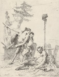 Satyr Family Pan og hans familie, fra Scherzi, ca. 1743-50. av Giovanni Battista Tiepolo