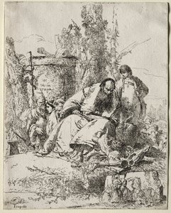 Scherzi: sittende tryllekunstner, gutt og fire figurer, 1735-40.