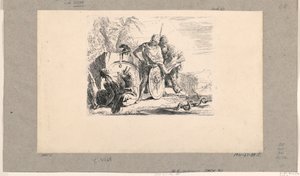 Sittende kvinne, ung soldat og magus, fra Vari Capricci av Giovanni-Battista Tiepolo