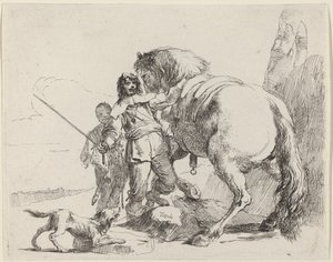 Soldat med hest og ledsager av Giovanni Battista Tiepolo