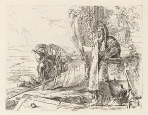 Stående filosof og to andre figurer, fra Vari capricci (Various Capriccios) av Giovanni-Battista Tiepolo
