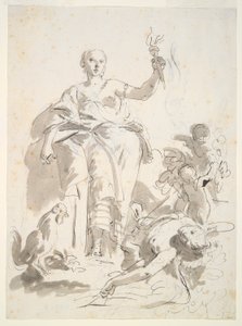 Studie for freskomaleriindustrien Triumphing over Idleness, ved Villa Lochi al Biron av Giovanni Battista Tiepolo