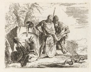 Astrologen og den unge soldaten, fra Vari capricci (Various Capriccios) av Giovanni-Battista Tiepolo