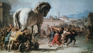 Procession of the Trojan Horse into Troy, c1760 av Giovanni Battista Tiepolo