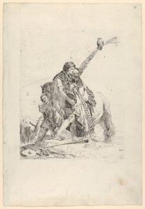Tre menn som står ved siden av en hest, fra Scherzi, ca. 1740. av Giovanni Battista Tiepolo
