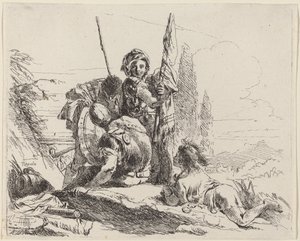 Tre soldater og en ungdom av Giovanni Battista Tiepolo