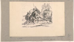 To soldater og to kvinner, fra Vari Capricci av Giovanni Battista Tiepolo