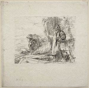 Ulike caprices: Filosofen som står med bok av Giovanni-Battista Tiepolo