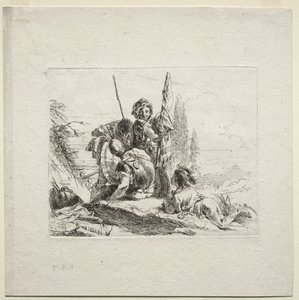 Ulike Caprices: De tre soldatene og gutten av Giovanni Battista Tiepolo