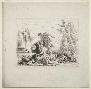 Ulike caprices: Kvinnen i håndjern, 1785. av Giovanni Battista Tiepolo