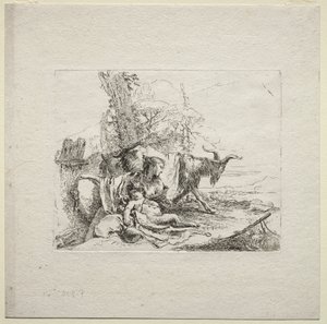 Diverse Caprices: Kvinnen med tamburin av Giovanni-Battista Tiepolo