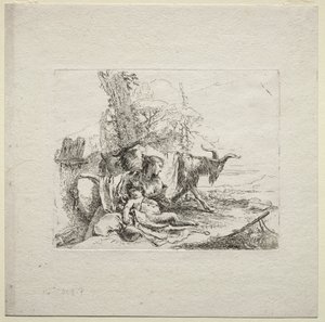 Verschiedene Kaprizen: Die Frau mit Tamburin, 1785 von Giovanni Battista Tiepolo