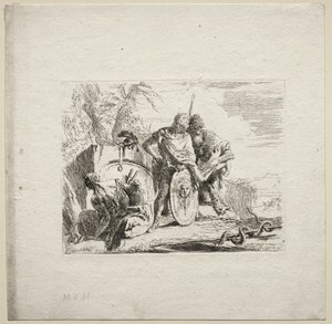 Ulike Caprices: The Young Soldier and the Astrologer, 1785. av Giovanni Battista Tiepolo