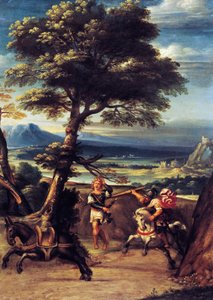 Landskap med Absalom såret av Joabs spyd av Giovanni Battista Viola (1576-1622), olje på kobber, 45x34 cm av Giovanni Battista Viola