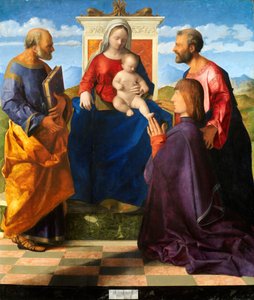 Madonna og barn tronet med hellige og giver, 1505. av Giovanni Bellini