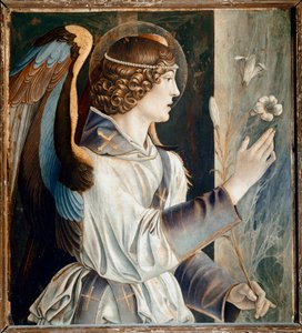 Polyptych of St Vincent Ferrier: Angel of the Annunciation (Polyptych of St Vincent Ferrer: Angel of the Annunciation) Maleri av Giovanni Bellini dit il Giambellino (ca. 1432-1516) 1464-1468 Dim 72x67 cm Venezia-kirken Santi Giovanni e Paolo av Giovanni Bellini