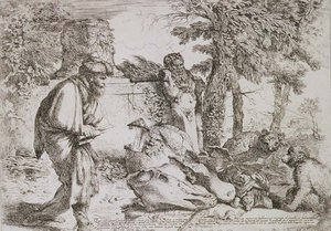 Diogenes søker etter en ærlig mann (etsing) av Giovanni Benedetto Castiglione