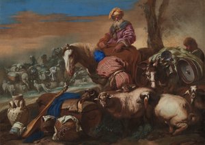 Der Eid des Dieners Abrahams von Giovanni Benedetto (1609-64) Castiglione