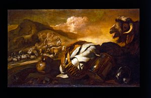 Stillleben mit Ziege von Giovanni Benedetto (1609-64) Castiglione