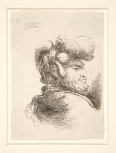 A Man in Profile, vendt mot høyre, fra serien Les petites tetes d av Giovanni Benedetto Castiglione