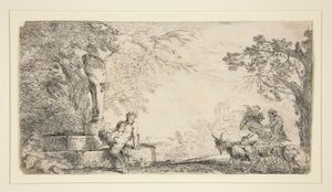 En Satyr hviler under en Herm av Giovanni Benedetto Castiglione