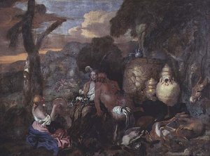 Bacchantes og en Satyr av Giovanni Benedetto Castiglione