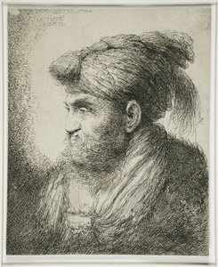 Skjegget mann med turban, 1647-51 av Giovanni Benedetto Castiglione