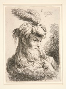 Figur mot høyre, fra serien Small Studies of Heads av Giovanni Benedetto Castiglione