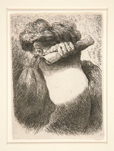 Figur Holding a Large Banderole, fra serien Small Studies of Heads av Giovanni Benedetto Castiglione