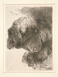 Figur med senket hode, fra serien Small Studies of Heads av Giovanni Benedetto Castiglione