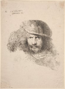 Leder for en ung mann i en fjærkledd hatt (såkalt selvportrett) av Giovanni Benedetto Castiglione