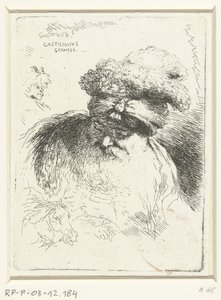 Leder for en gammel mann med lue Liten studie av hoder med orientalsk hodeplagg (serietittel) av Giovanni Benedetto Castiglione