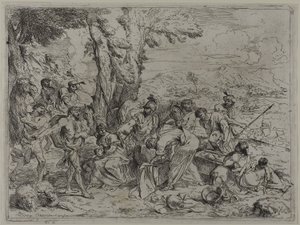 Laban leter etter familieavguder blant Josefs eiendeler av Giovanni Benedetto Castiglione