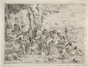 Laban søker etter idoler i Rachels bagasje av Giovanni Benedetto Castiglione